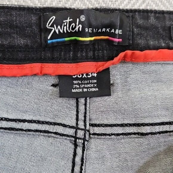 Switch Remarkable Jeans Men's 38x32 Distressed Paint Splatter Slim Jeans 6592 - Picture 12 of 15